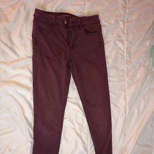 Maroon American Eagle Skinny Jeans